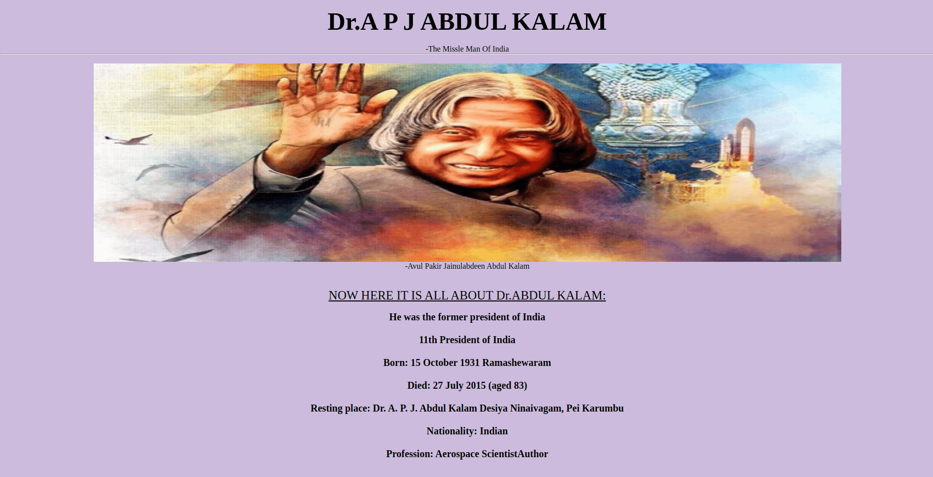 Tribute to Dr. APJ Abdul Kalam